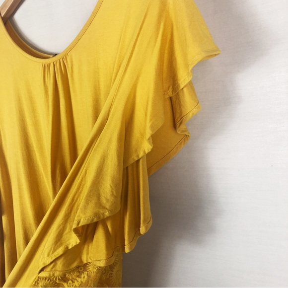 Matilda Jane Bocce Ball Flutter Sleeve Top | Yellow Gold | Size Large - Picture 4 of 8